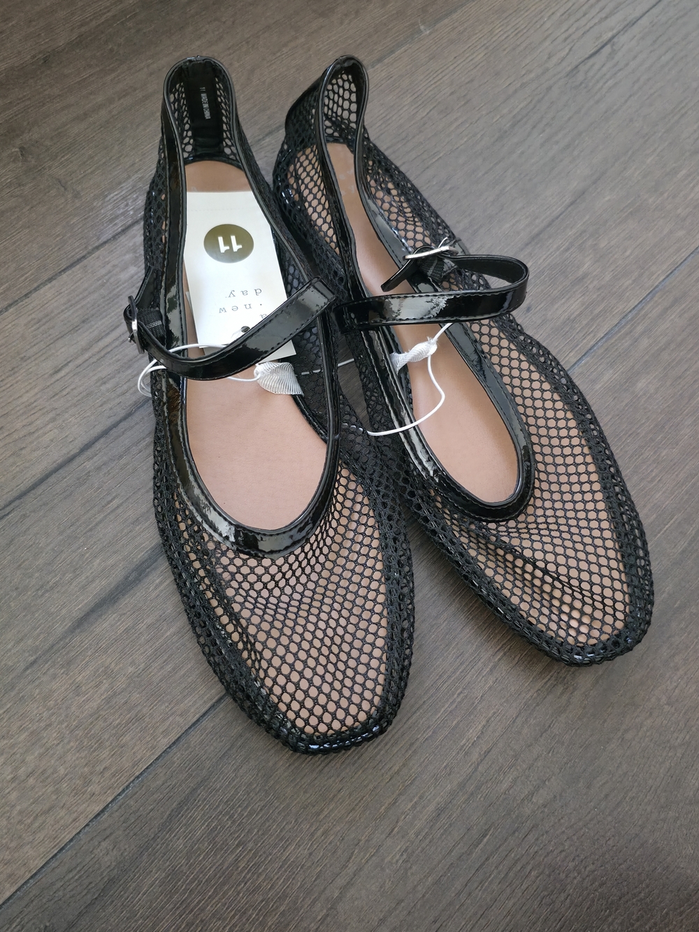 A New Day Black Mesh Mary Jane Flats - Sleek Women's Shoes - Picture 9 of 10